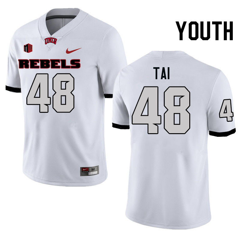 Youth #48 Halatoa Tai UNLV Rebels College Football Jerseys Stitched-White